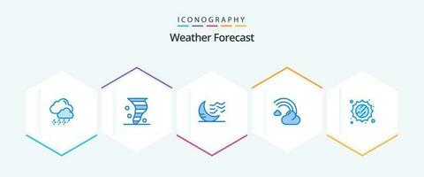 clima 25 azul icono paquete incluso lluvia. pronóstico. clima. completado. clima vector