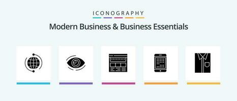 Modern Business And Business Essentials Glyph 5 Icon Pack Including corporate. browser. find. website. see. Creative Icons Design vector