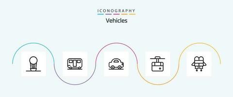 Vehicles Line 5 Icon Pack Including . jet. car. transport. funicular vector