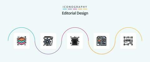 Editorial Design Line Filled Flat 5 Icon Pack Including design. documents. trash. content. layout vector