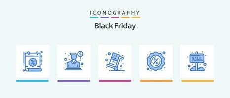 Black Friday Blue 5 Icon Pack Including banner. sales. salesman. percent. shopping. Creative Icons Design vector