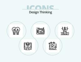 Design Thinking Line Icon Pack 5 Icon Design. cube. 3d. bolt. design. time vector