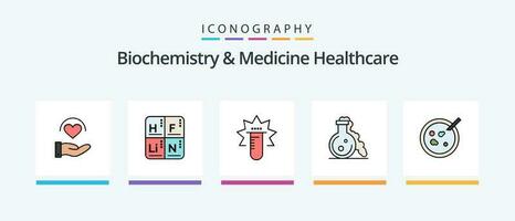 Biochemistry And Medicine Healthcare Line Filled 5 Icon Pack Including medical. lab. aid. flask. medical. Creative Icons Design vector