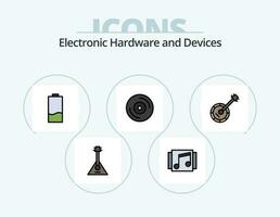 Devices Line Filled Icon Pack 5 Icon Design. server. database. sound. low. electricity vector