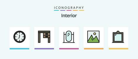 Interior Line Filled 5 Icon Pack Including window. furniture. decor. decor. interior. Creative Icons Design vector