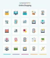 Creative Online Shopping 25 Flat icon pack  Such As shopping. sale. . notification. door vector