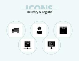 Delivery And Logistic Glyph Icon Pack 5 Icon Design. service. avatar. online. truck. shipping vector