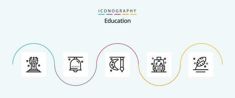 Education Line 5 Icon Pack Including school. transport. ring. shuttle. painting brush vector