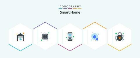 Smart Home 25 Flat icon pack including home. water. mobile. save water. control vector