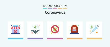 Coronavirus Flat 5 Icon Pack Including rip. grave. virus. count. virus. Creative Icons Design vector