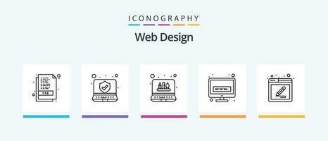 Web Design Line 5 Icon Pack Including web page. globe. design. gear. web. Creative Icons Design vector