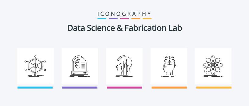 datos Ciencias y fabricación laboratorio línea 5 5 icono paquete incluso apilado arreglar. ingeniero. informes dato. creativo íconos diseño vector