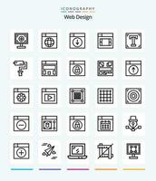 Creative Web Design 25 OutLine icon pack  Such As designer. design. world. web. down vector