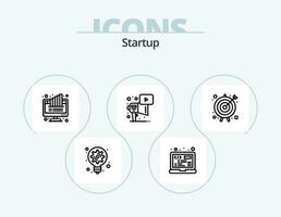 Startup Line Icon Pack 5 Icon Design. income. device. business. workplace. desk vector