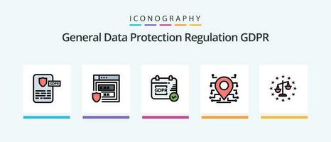 Gdpr Line Filled 5 Icon Pack Including . security . gdpr . data .. Creative Icons Design vector