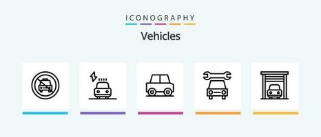 Vehicles Line 5 Icon Pack Including van. car. railway. electric. car. Creative Icons Design vector