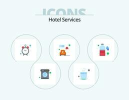 Hotel Services Flat Icon Pack 5 Icon Design. water drop. bottle. alarm. waiting area. lamp vector