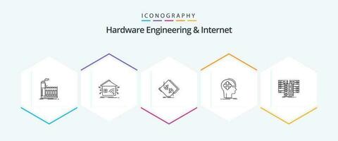 Hardware Engineering And Internet 25 Line icon pack including future. advanced. smart. electronic. circuit vector