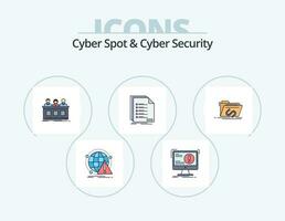 Cyber Spot And Cyber Security Line Filled Icon Pack 5 Icon Design. monitoring. access. listing. rules. leader vector