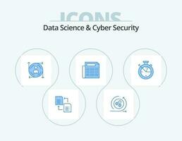 Data Science And Cyber Security Blue Icon Pack 5 Icon Design. clock. measure. user. document. news vector