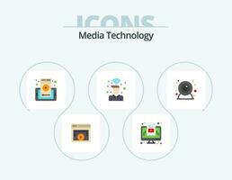 Media Technology Flat Icon Pack 5 Icon Design. wifi. signal. monitor. on. cell vector