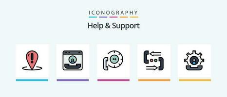 Help And Support Line Filled 5 Icon Pack Including help. contact. contact. help. document. Creative Icons Design vector