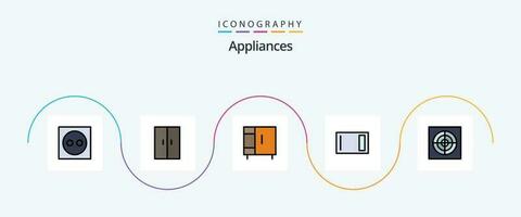 Appliances Line Filled Flat 5 Icon Pack Including . extractor. wardrobe. bathroom. home vector