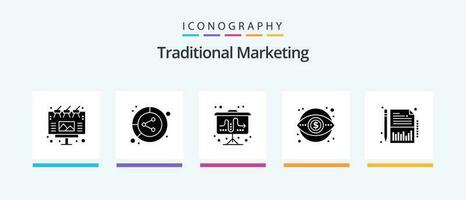 tradicional márketing glifo 5 5 icono paquete incluso visión. marketing. compartir. finanzas. táctica. creativo íconos diseño vector