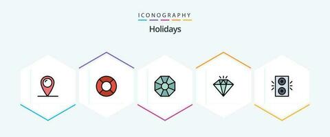 Holidays 25 FilledLine icon pack including . jewel. . winter vector