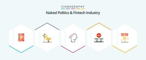 Naked Politics And Fintech Industry 25 Flat icon pack including military. combat. harmony. speech. poll vector