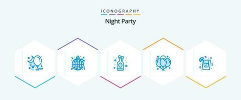 Night Party 25 Blue icon pack including night. night. wine. celebration. balloons vector