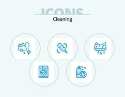 Cleaning Blue Icon Pack 5 Icon Design. sponge. clean. clean. wash. broom vector