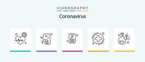 Coronavirus Line 5 Icon Pack Including report. health chart. dna. healthcare. cough. Creative Icons Design vector