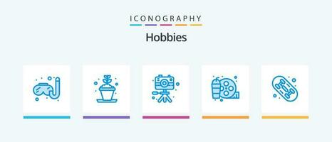 Hobbies Blue 5 Icon Pack Including hobby. skate. image. hobby. drink. Creative Icons Design vector