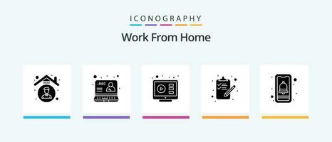 Work From Home Glyph 5 Icon Pack Including task. checklist. online. tutorial. online. Creative Icons Design vector