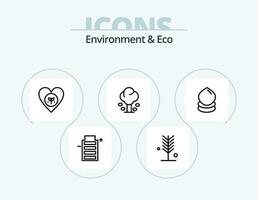 Environment And Eco Line Icon Pack 5 Icon Design. world. ecology. tag. tree. green vector