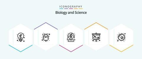 Biology 25 Line icon pack including plant. biology. science. animal. atom vector