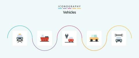 vehículos plano 5 5 icono paquete incluso . reparar. cargar. coche. viaje vector