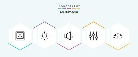 Multimedia 25 Line icon pack including . options. performance vector