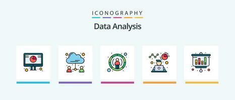 Data Analysis Line Filled 5 Icon Pack Including report. data. management. business. report. Creative Icons Design vector