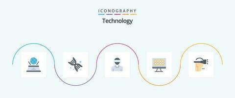 Technology Flat 5 Icon Pack Including human. hardware. glasses. technology. man vector