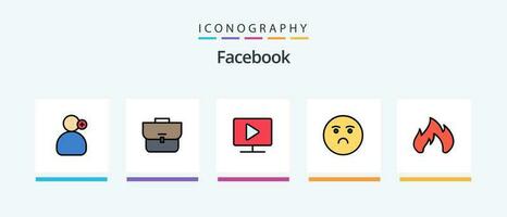 Facebook Line Filled 5 Icon Pack Including heart. work. emoji. mane. tag. Creative Icons Design vector