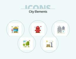 City Elements Flat Icon Pack 5 Icon Design. life. control. recreation. city. city bus terminal vector