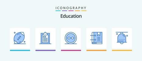 educación azul 5 5 icono paquete incluso favorito. libro. página. lentes. adicto. creativo íconos diseño vector