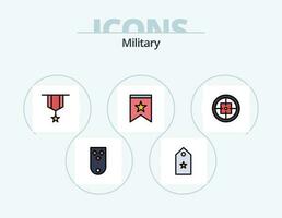 Military Line Filled Icon Pack 5 Icon Design. badge. three. star. rank. insignia vector