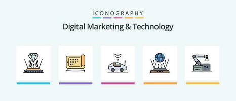 Digital Marketing And Technology Line Filled 5 Icon Pack Including tap. technology. handwatch. arm. atoumated. Creative Icons Design vector