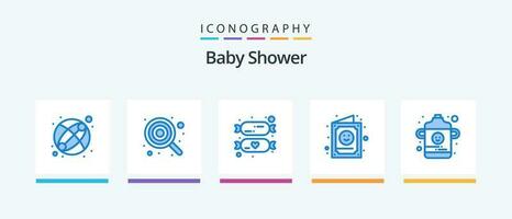 Baby Shower Blue 5 Icon Pack Including baby. invitation. baby. cute. card. Creative Icons Design vector