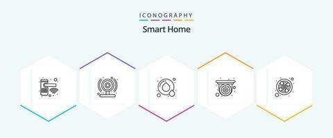 Smart Home 25 Line icon pack including ventilation. fan. recycle. exhaust. cctv vector