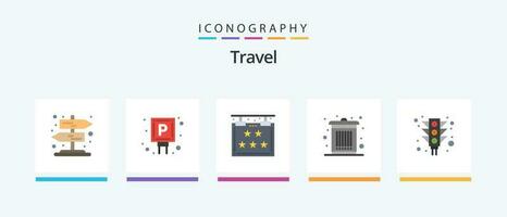 Travel Flat 5 Icon Pack Including traffic. city. hotel. waste. dustbin. Creative Icons Design vector