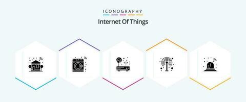 Internet Of Things 25 Glyph icon pack including alarm. router. washing. modem. router vector